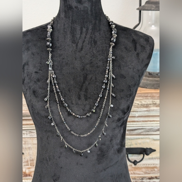 Coldwater Creek Necklace Black and Gunmetal - Picture 1 of 8